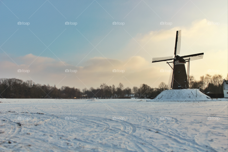 snow winter landscape windmill by twilite