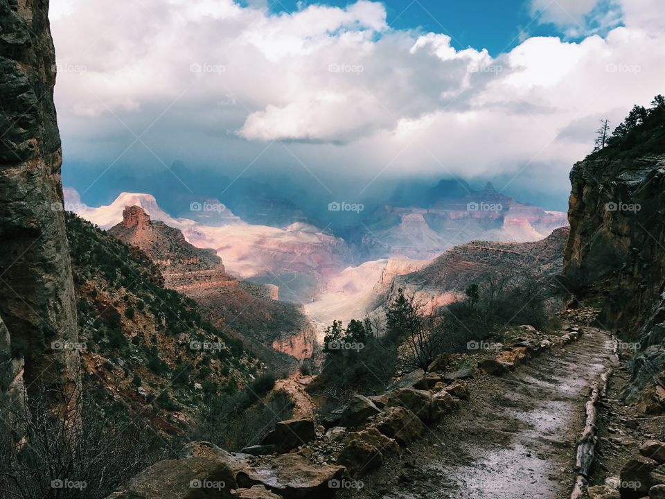 Grand Canyon hike with sleet