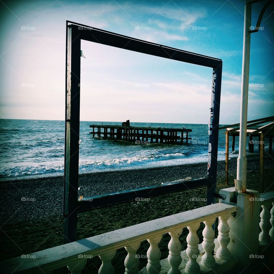 broken pier in the frame