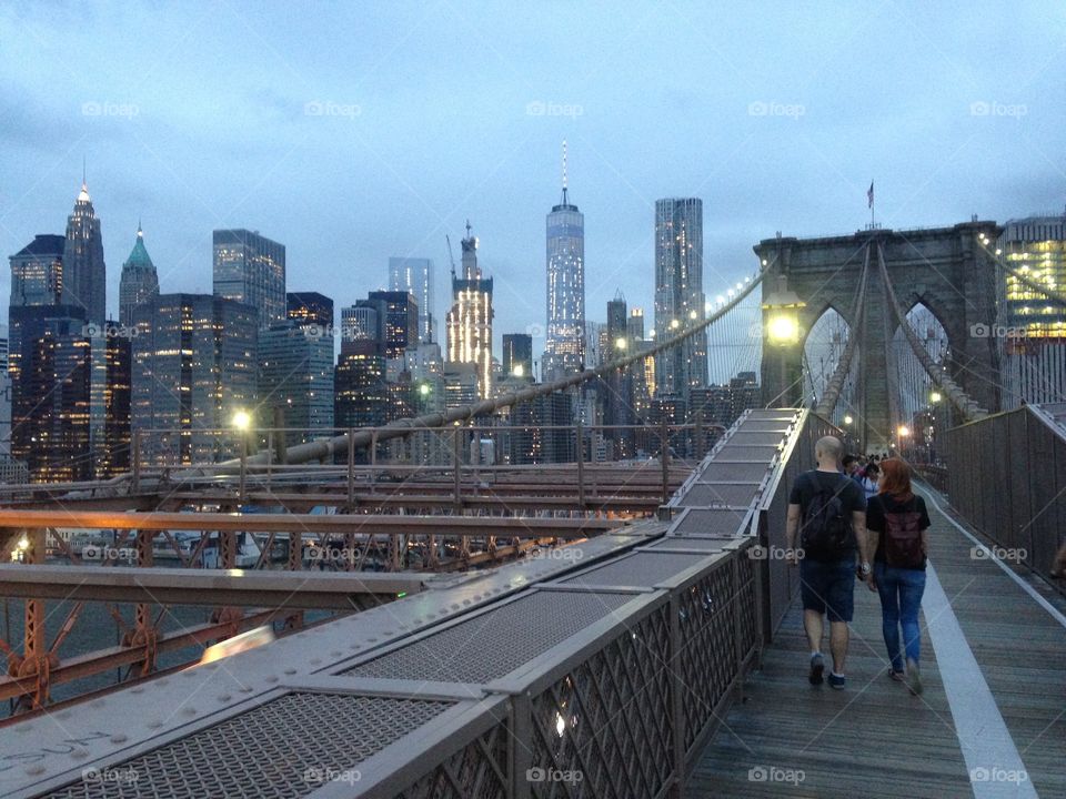 Bridge overlooking New York City