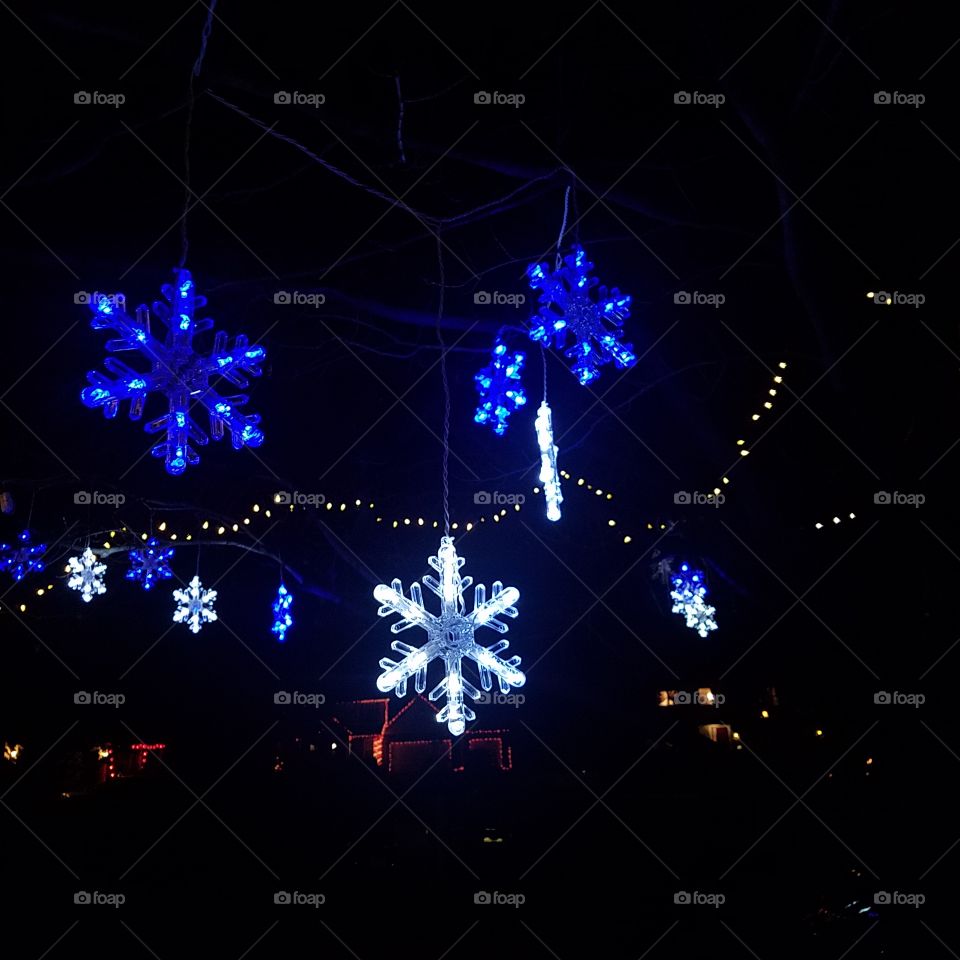 Christmas lights snowflakes
