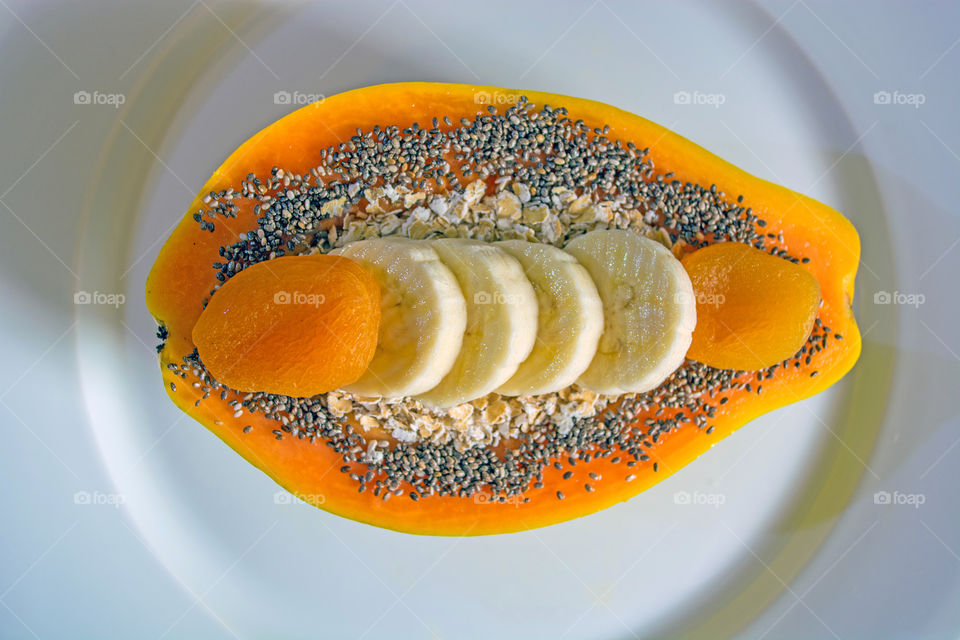 Papaya with banana oats