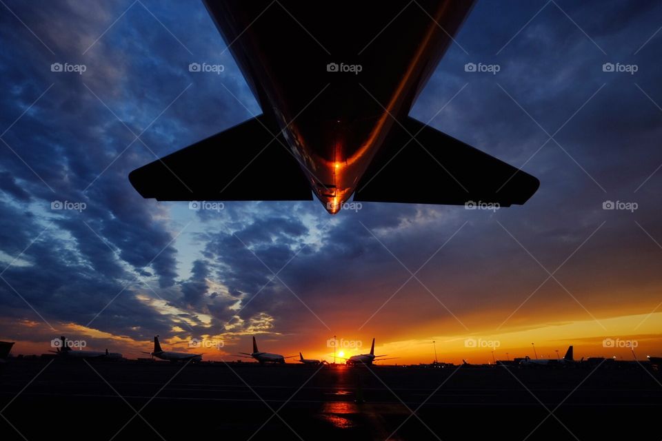 Jfk A330 tail at sunset