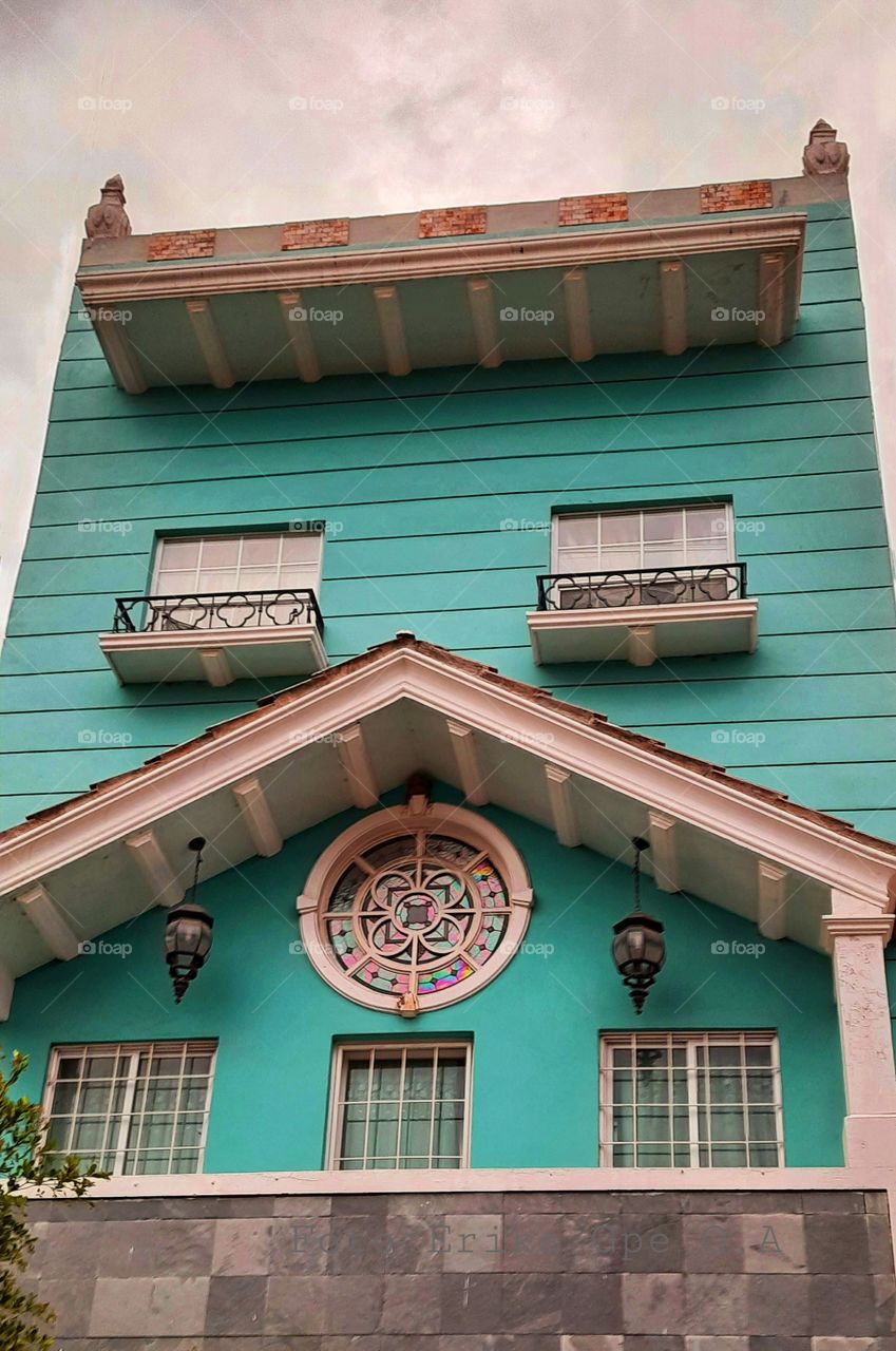 Building facade,Building,facade,architecture,house,Window,colorful,city,blue,lanterns,landscape,nature