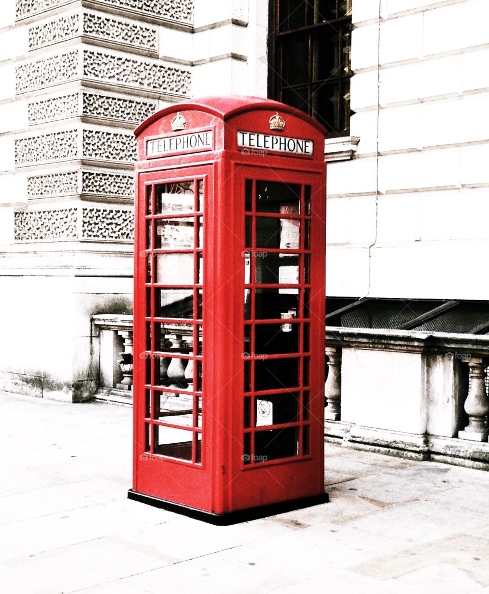 Red telephone box in London