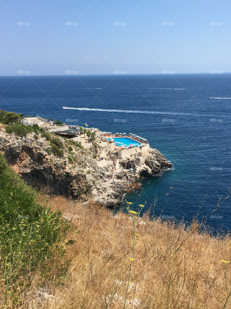 Sea and swimming pool view, Zinzulusa caves, Salento, Italy