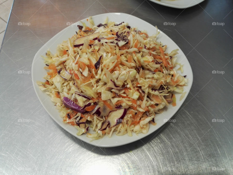 cabbage salad with carrot olive oil and vinegar