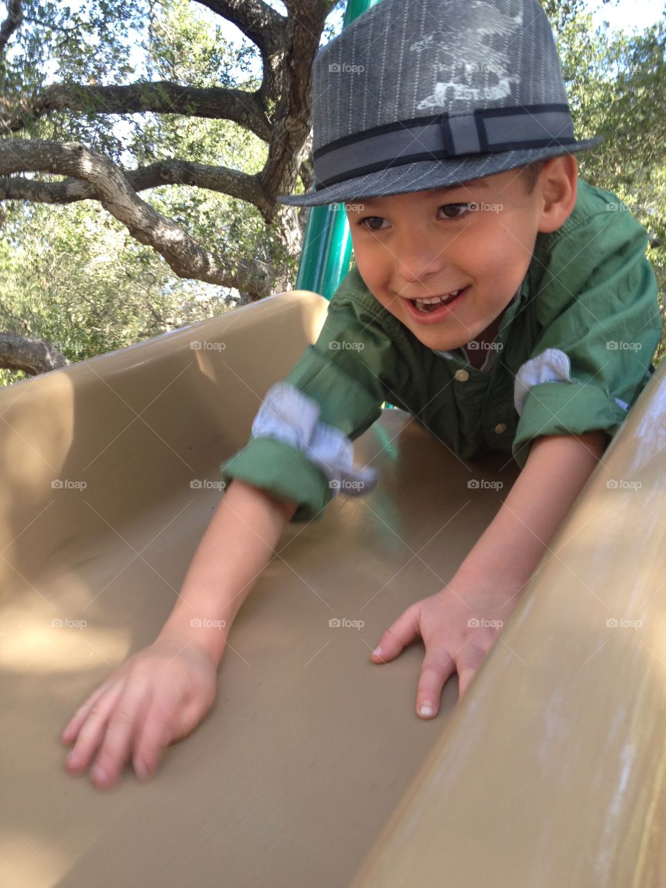 boy on slide