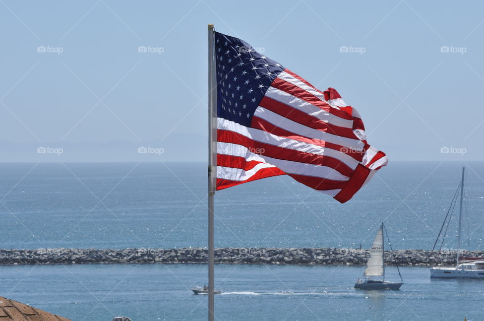 Flying American flag