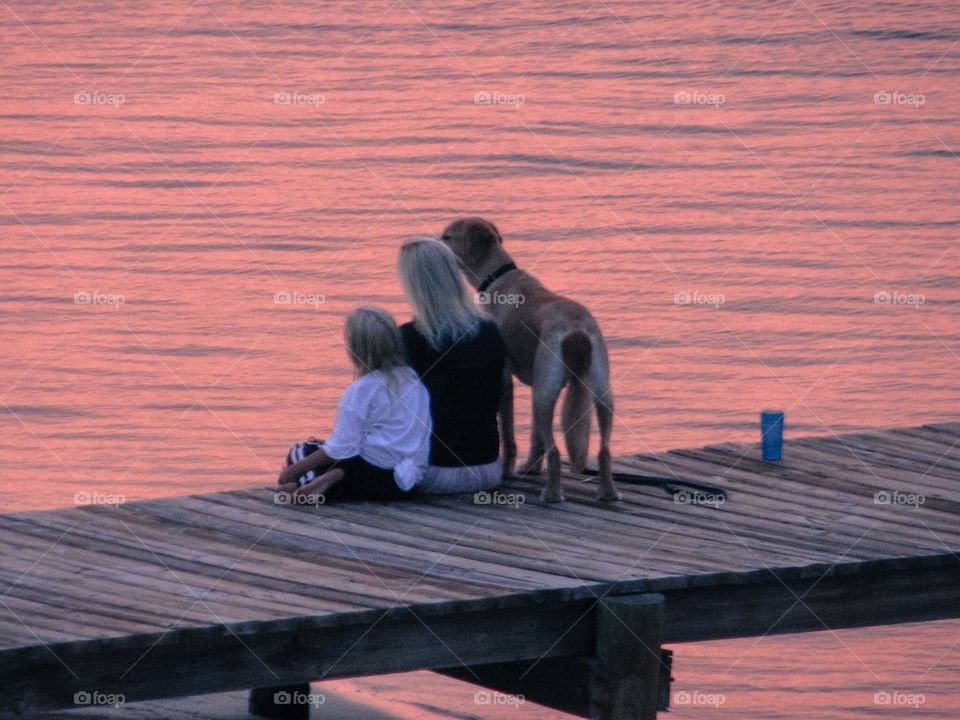 Family on dock