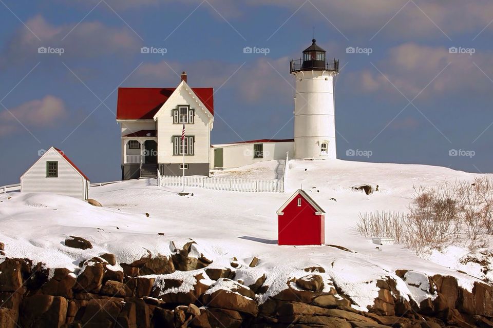 View of lighthouse, York, Maine