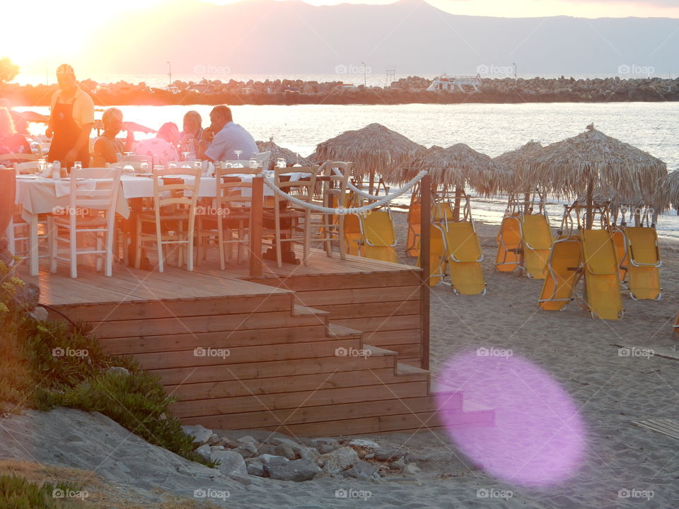 The golden hour . The golden hour at a beach in Crete 