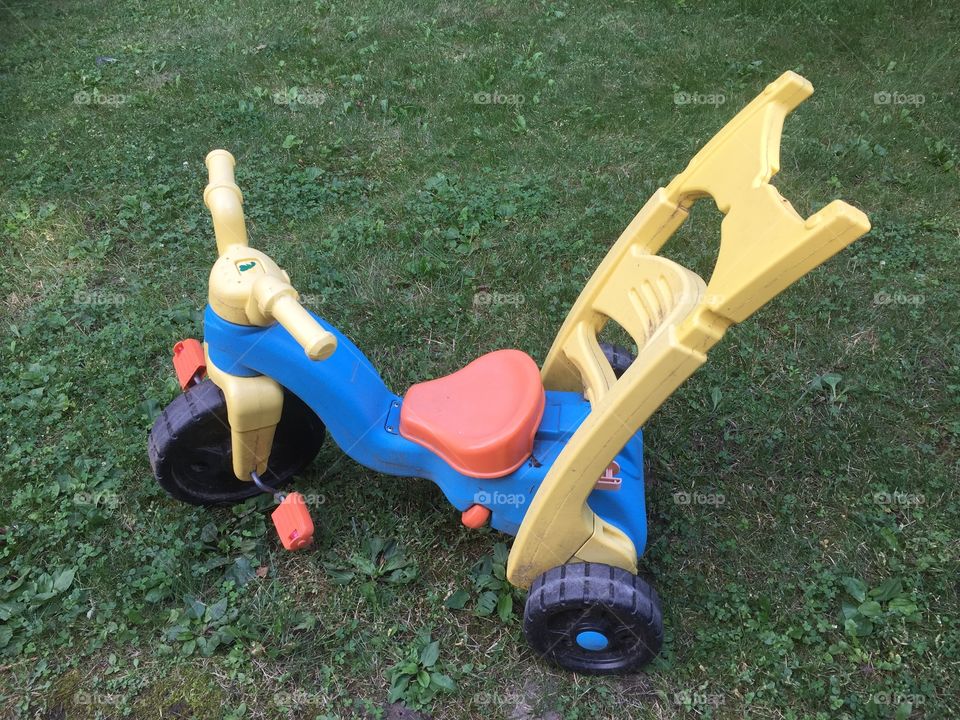 Toddler tricycle colorful blue yellow orange ride on