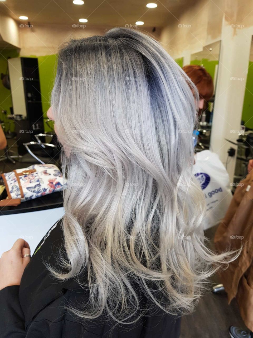 Smokey gray ombré hair using opalex and Wella toners