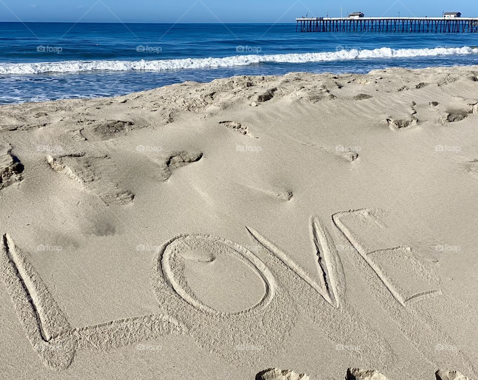 Inspirational Photography, Writing In The Sand With Waves and Pier in Background ❤️