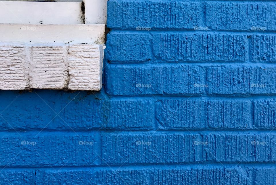 Blue & White Brick Wall