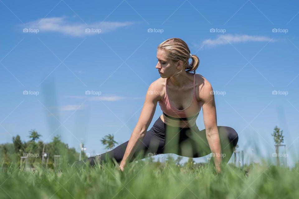 woman working out at home