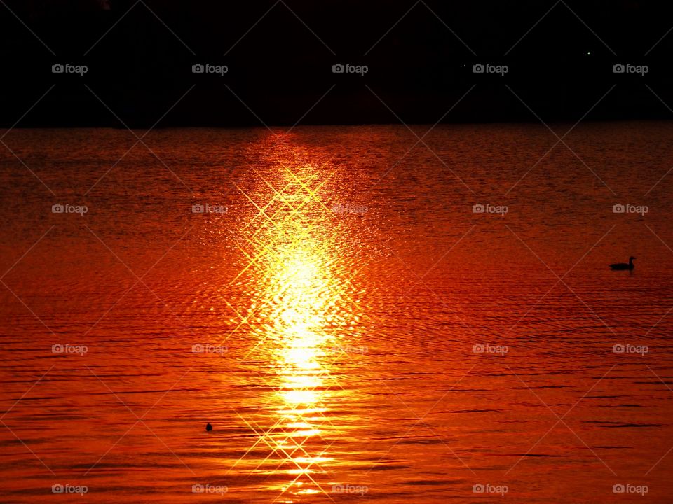 Beautiful lake view at sunset