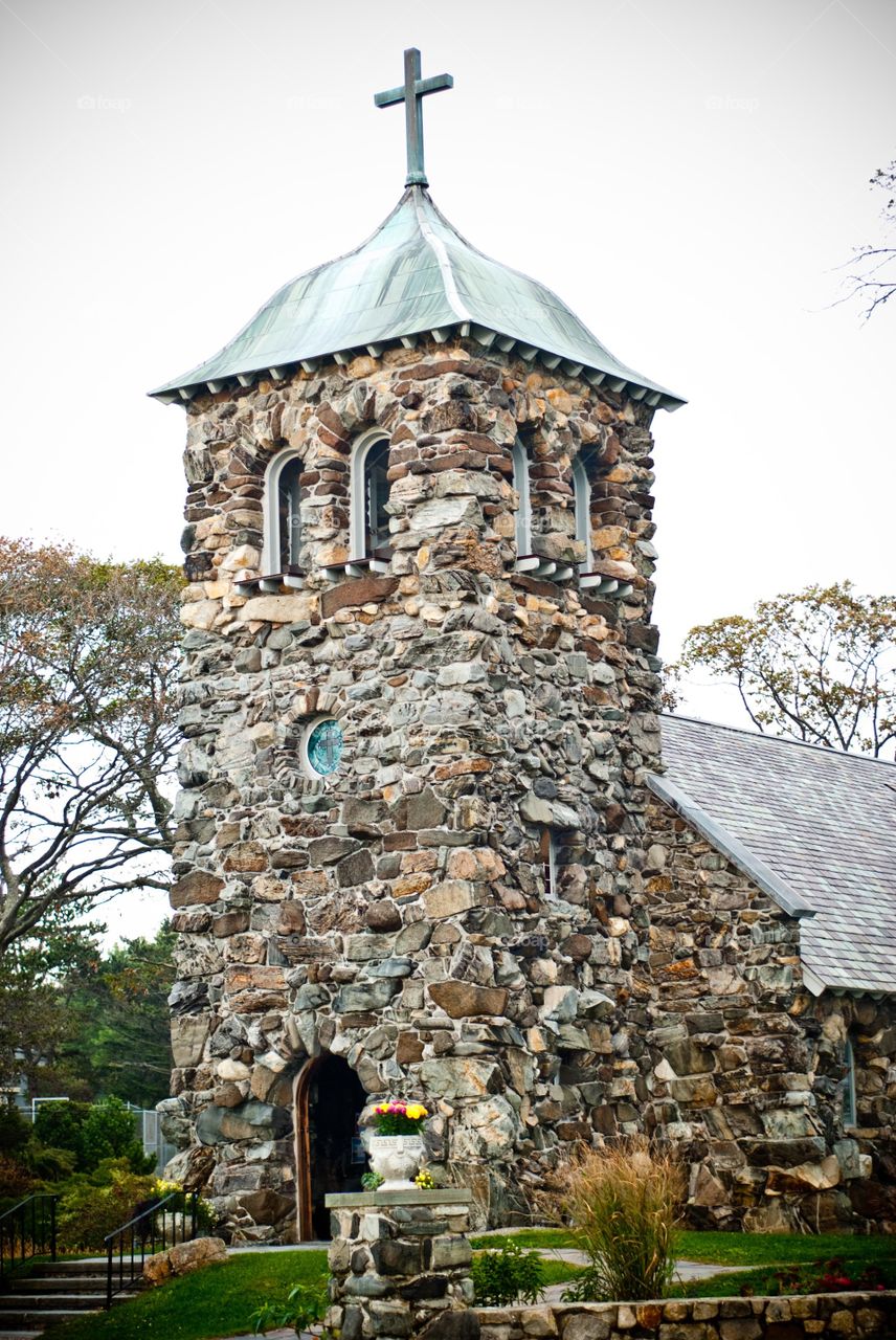 Steeple of Historic St. Ann’s Church in Kennebunkport Maine 