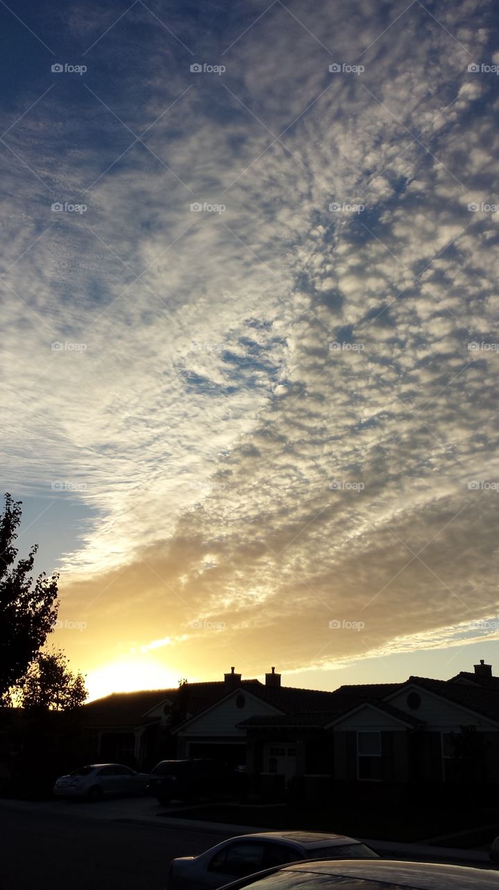 Beautiful California cloudy sky at sunset