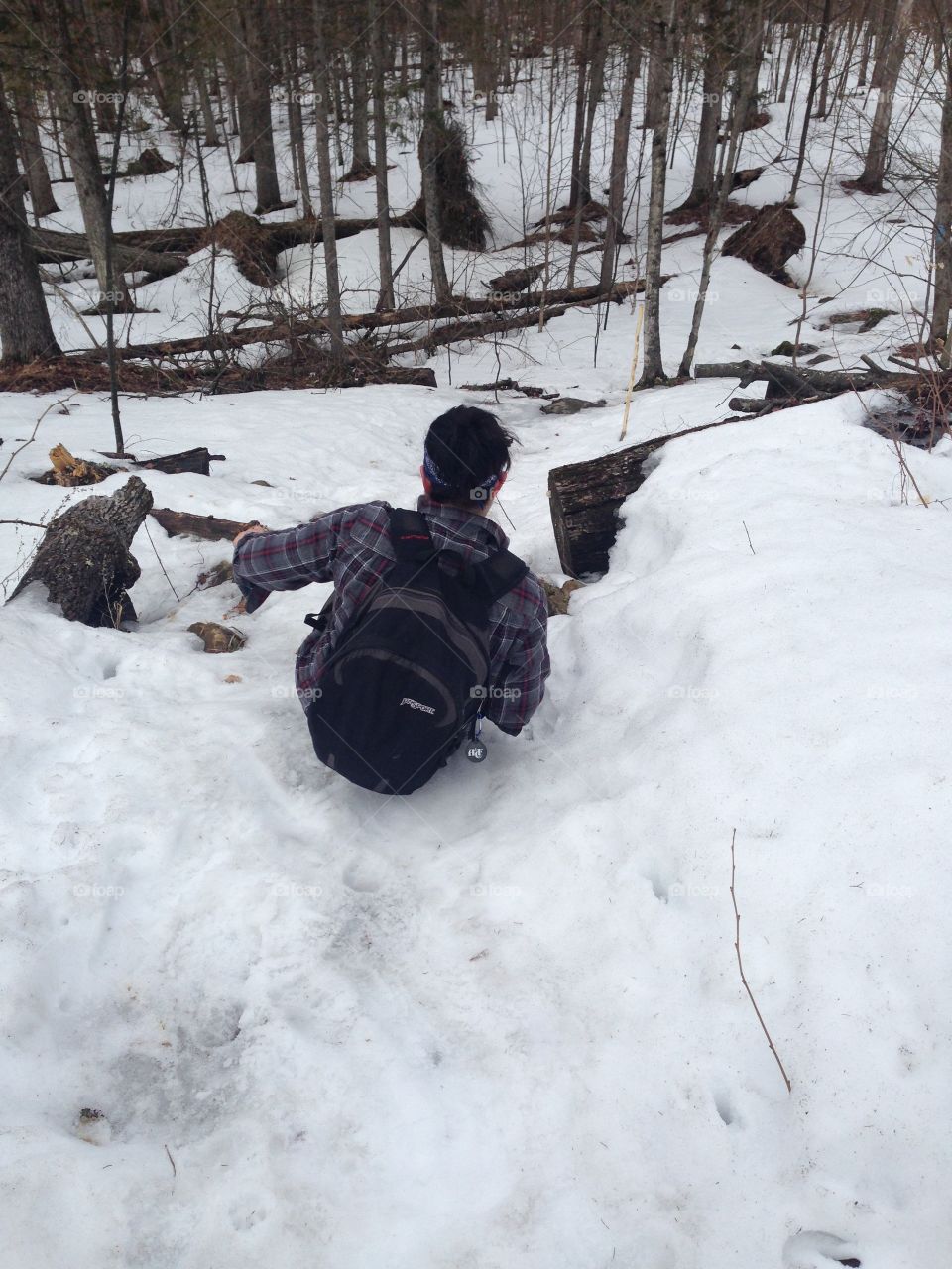 When the trail is too icy, just slide on down!