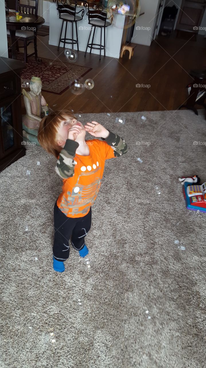 boy with bubbles