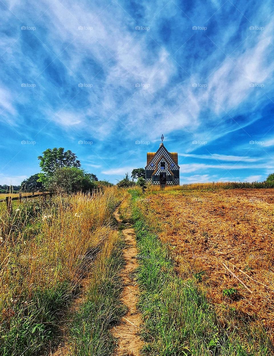 Image of 'A House for Essex' designed by Turner Prize winning artist Grayson Perry. Unexpected to find in a field outside the small village of Wrabness, Essex