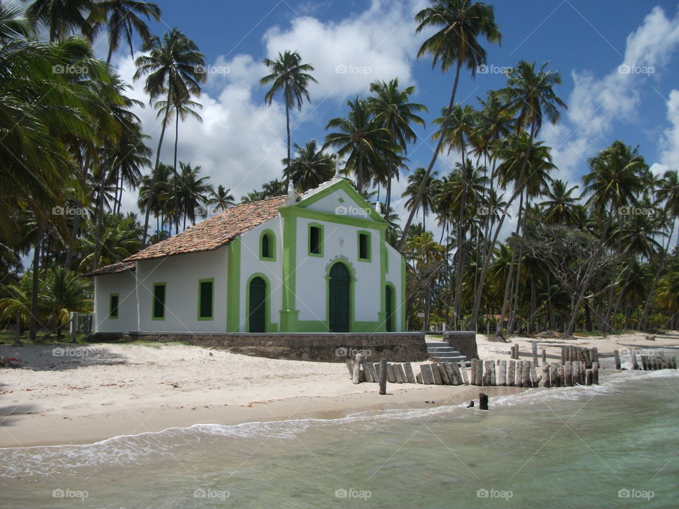 Built church in the middle of a deserted beach