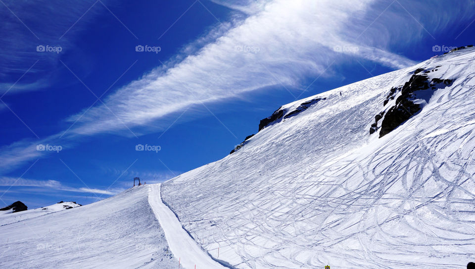 Titlis top snow mountain skiing in winter, switzerland 