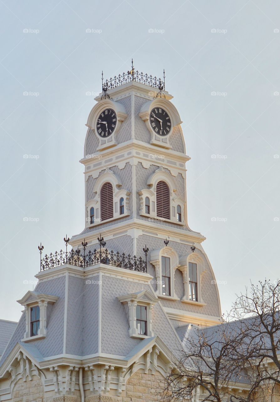 Hillsboro, Texas courthouse clock tower. 