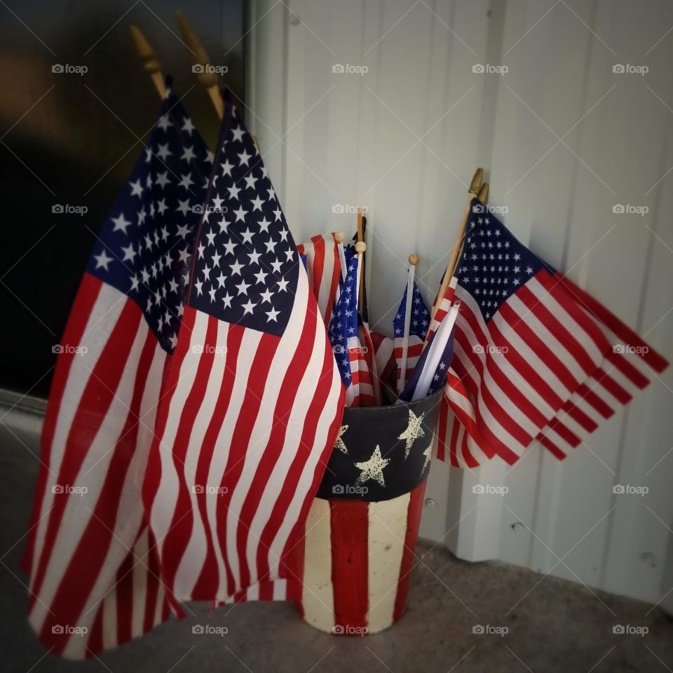 Bucket Full of "Old Glory" the American Flag in the USA