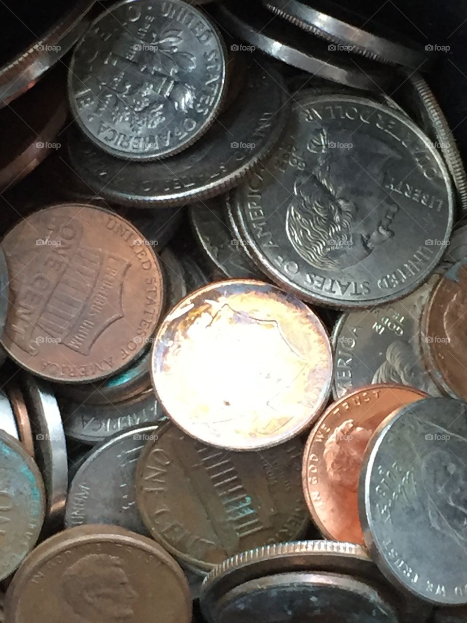 It's just all the coins in my cup holder.