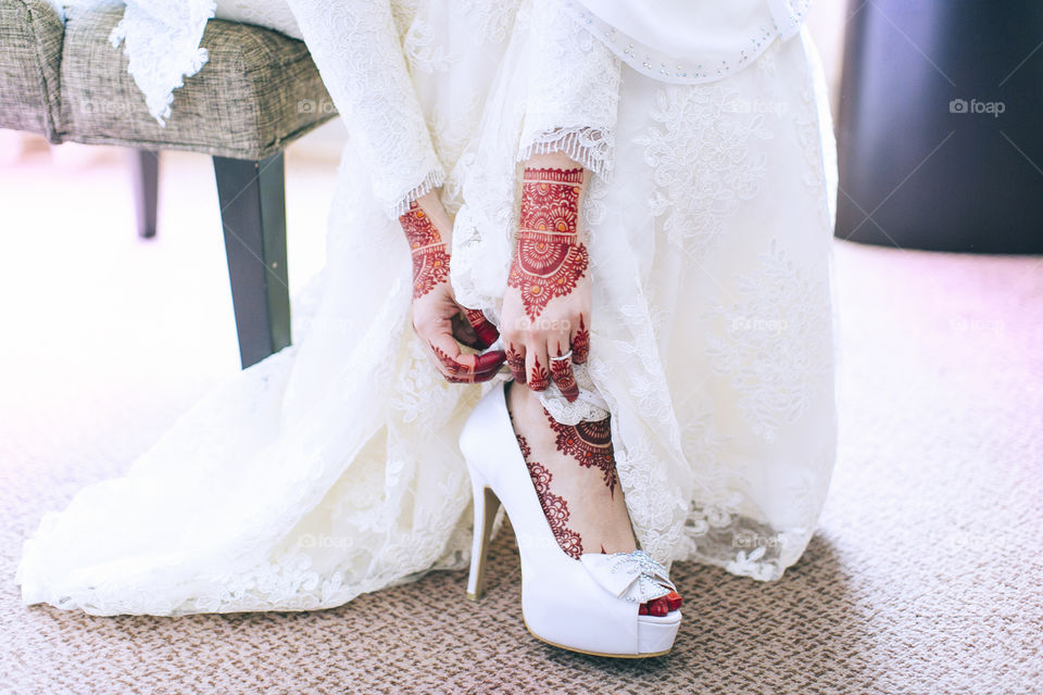 Bride Getting Shoes Preparation 