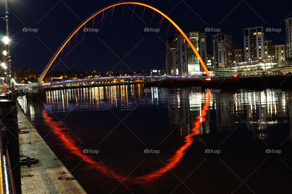 millennium bridge at night in Newcastle