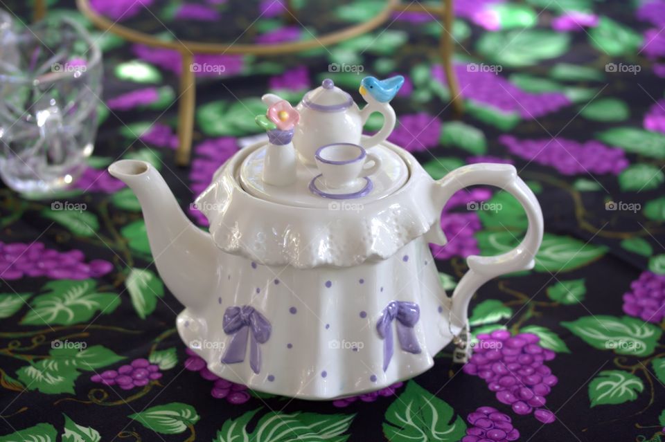 Tea time teapot in purple and lavender