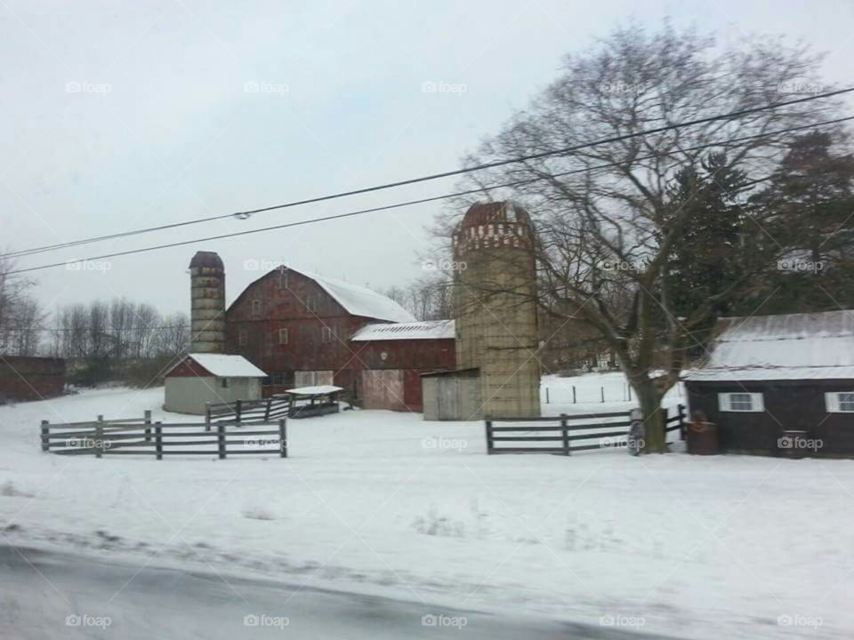 This is a farm in winter while we were driving in Pennsylvania around Altoona where my parents are right now.