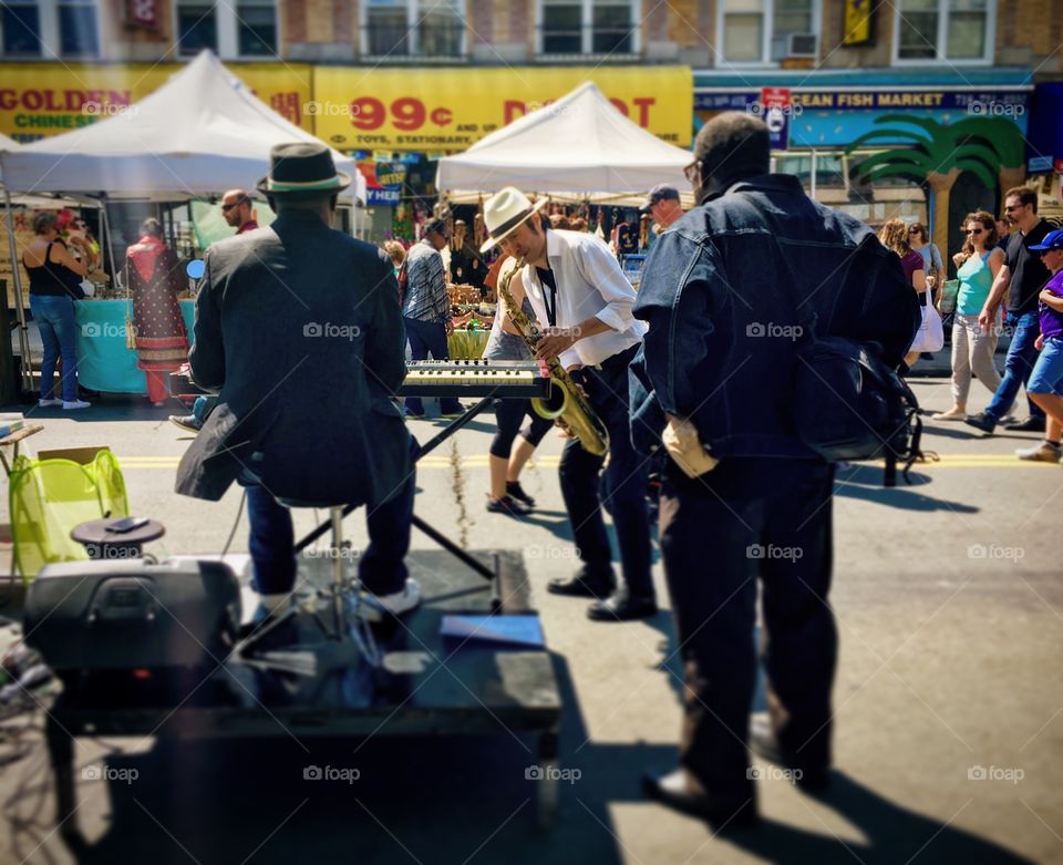 Jazz Musicians at a Street Fair in Queens, New York in 2017