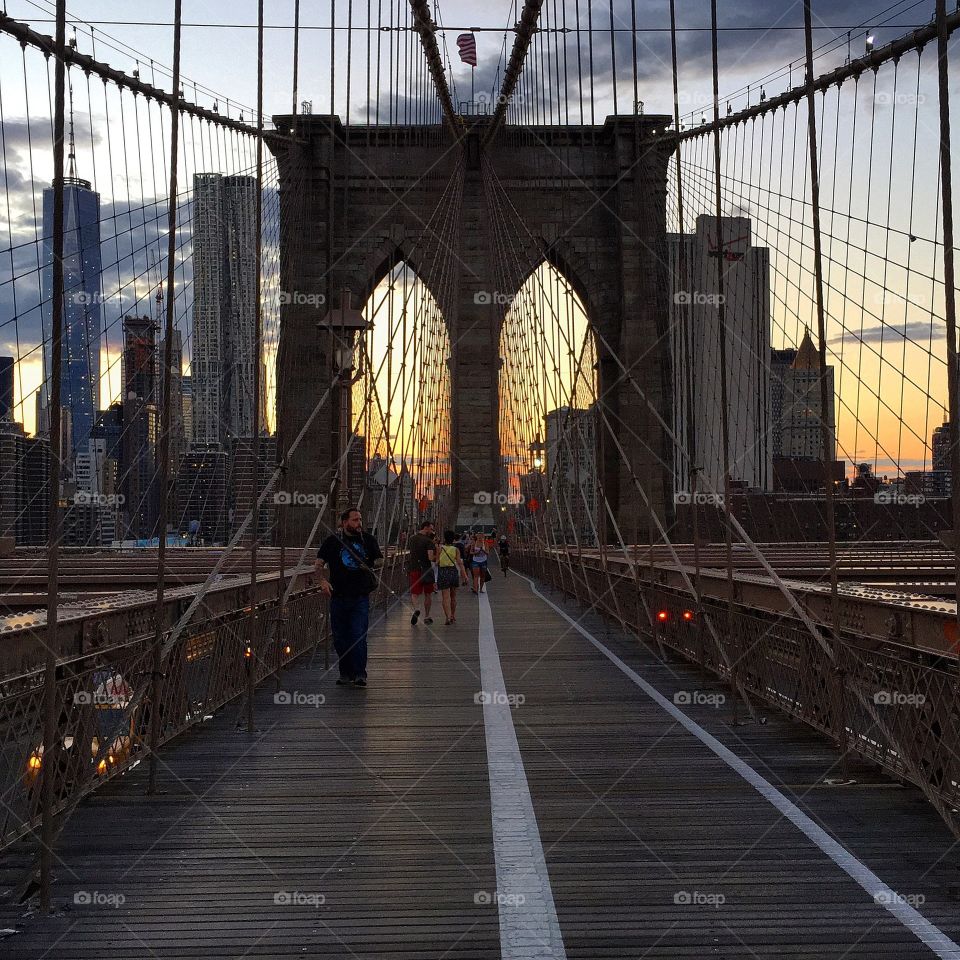 Sunset on the Brooklyn Bridge 