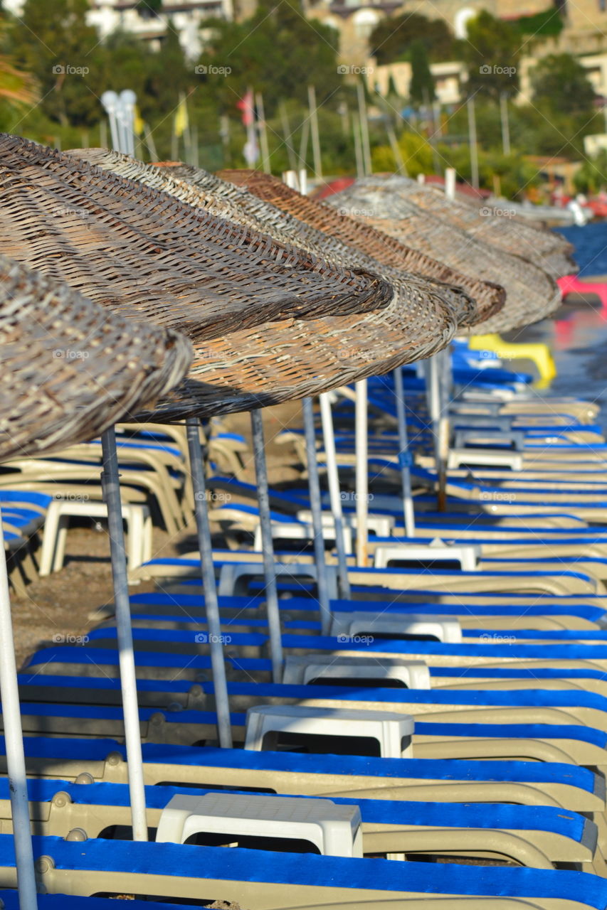 sunbeds and umbrellas