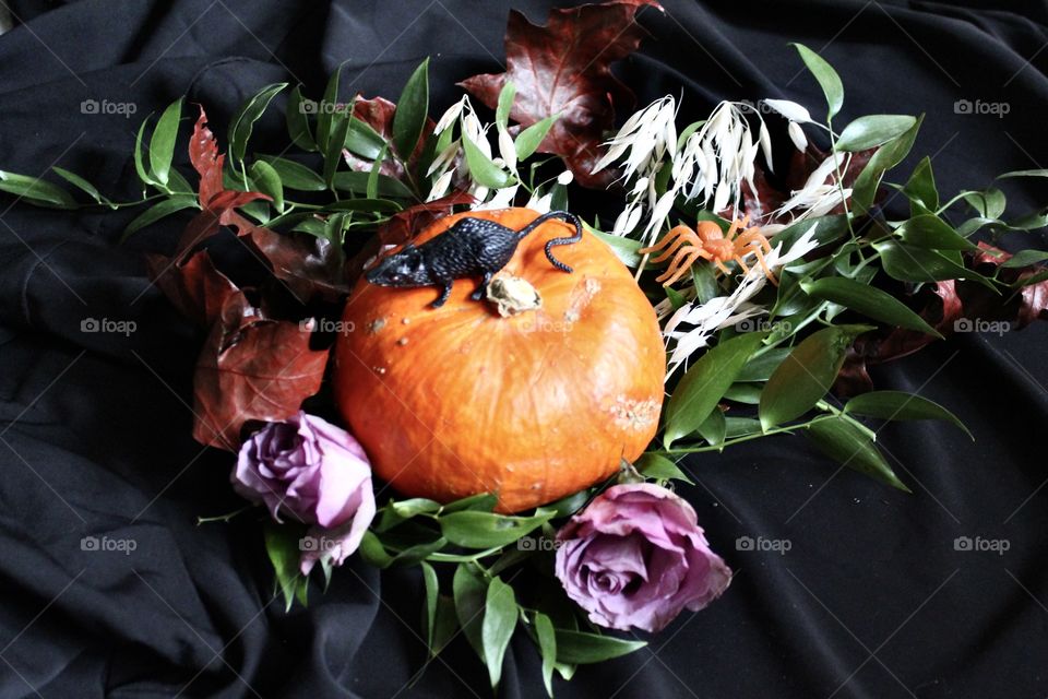 Pumpkina and rat halloween centerpiece