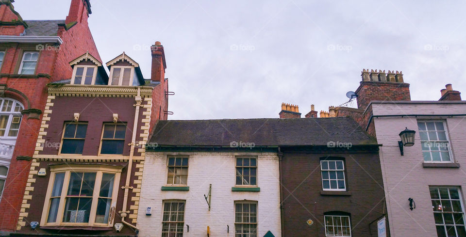 A row of houses in Shrewsbury, Shropshire, England, UK