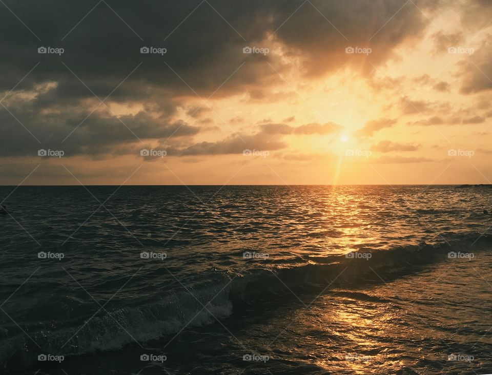 Sunset in sea