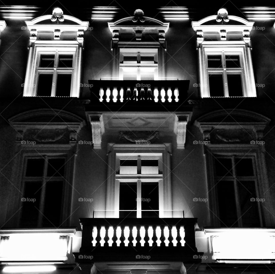 Floodlit facade. Floodlit facade