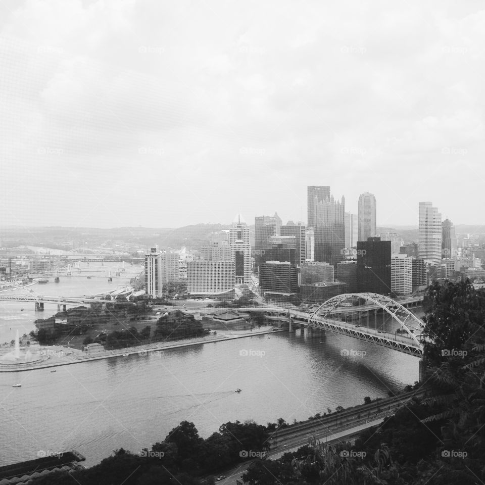 Steel City. A bird's eye view of downtown Pittsburgh. 
