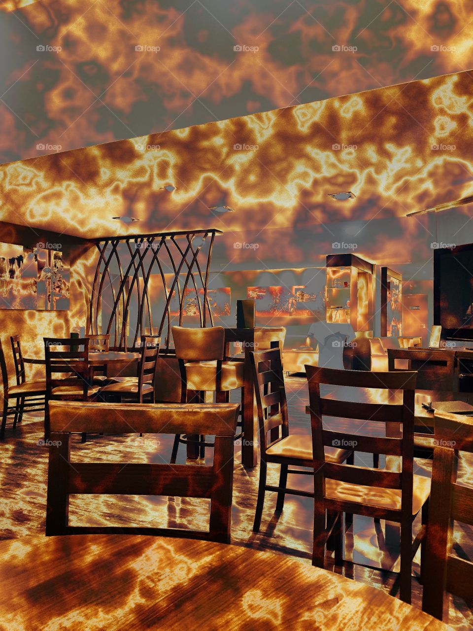 Lounge in fire