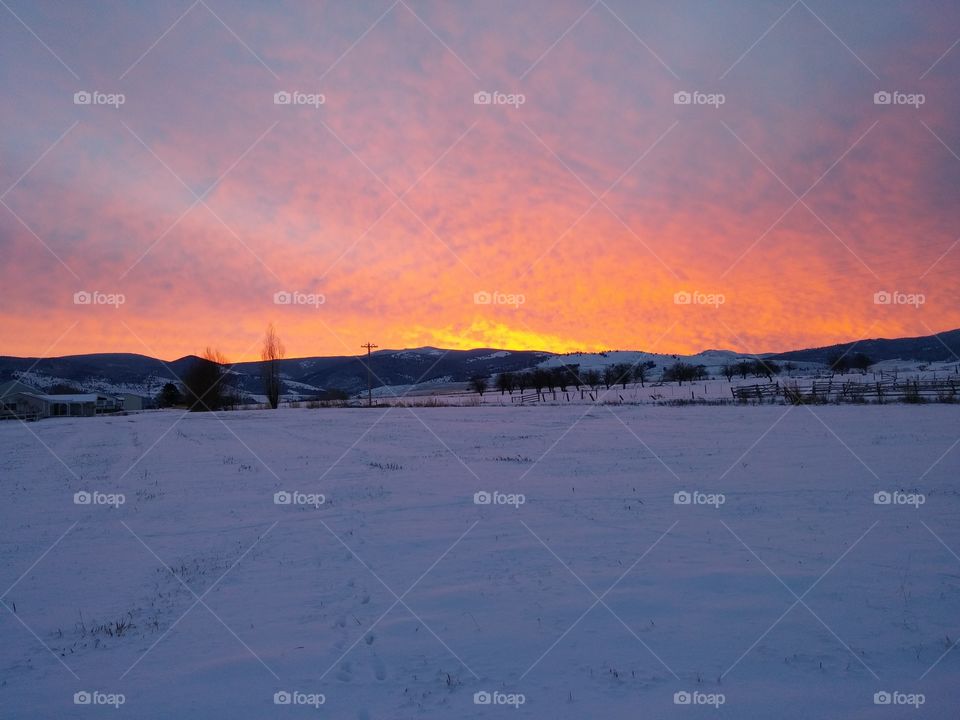 Sunset view in winter