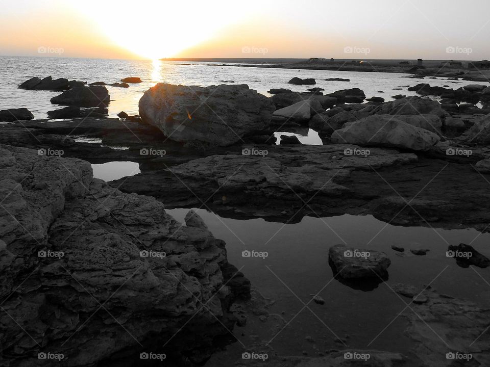 Water, Sunset, Beach, No Person, Sea