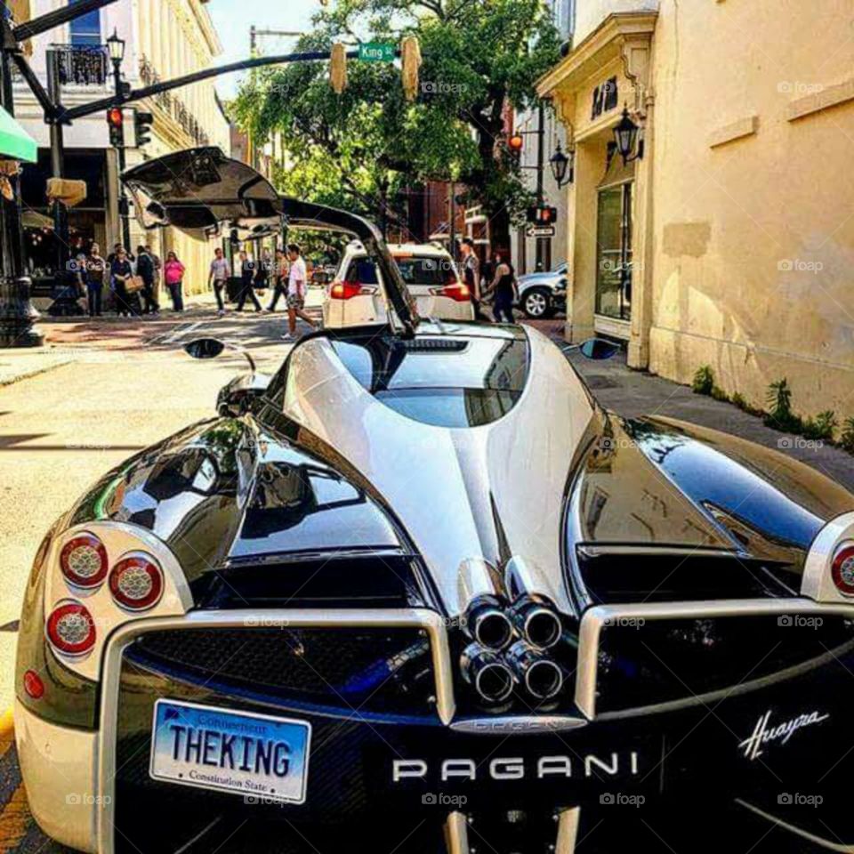 pagani in the beautiful city dashing car parking