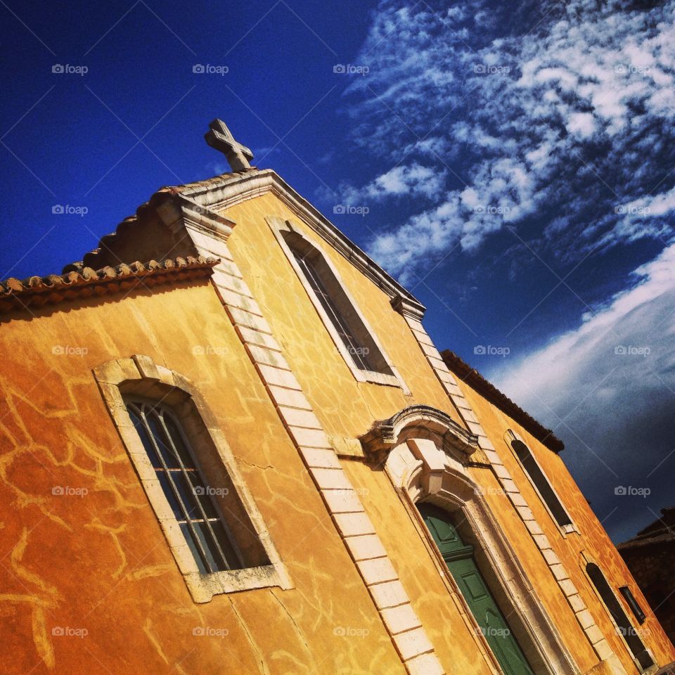 French church. Church in Roussillon, Provence