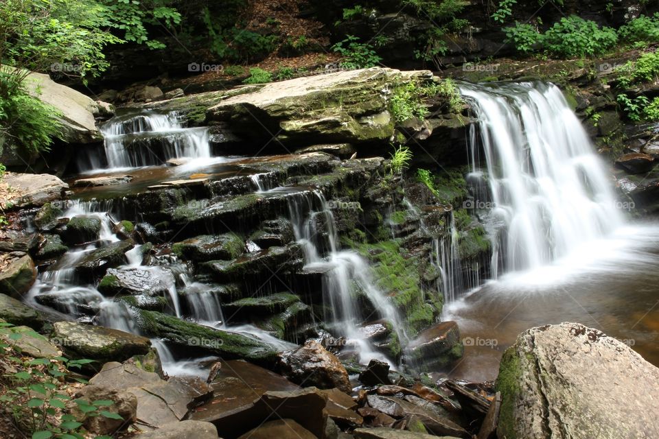 Cascading waterfalls at Ricketts Glen State Park 